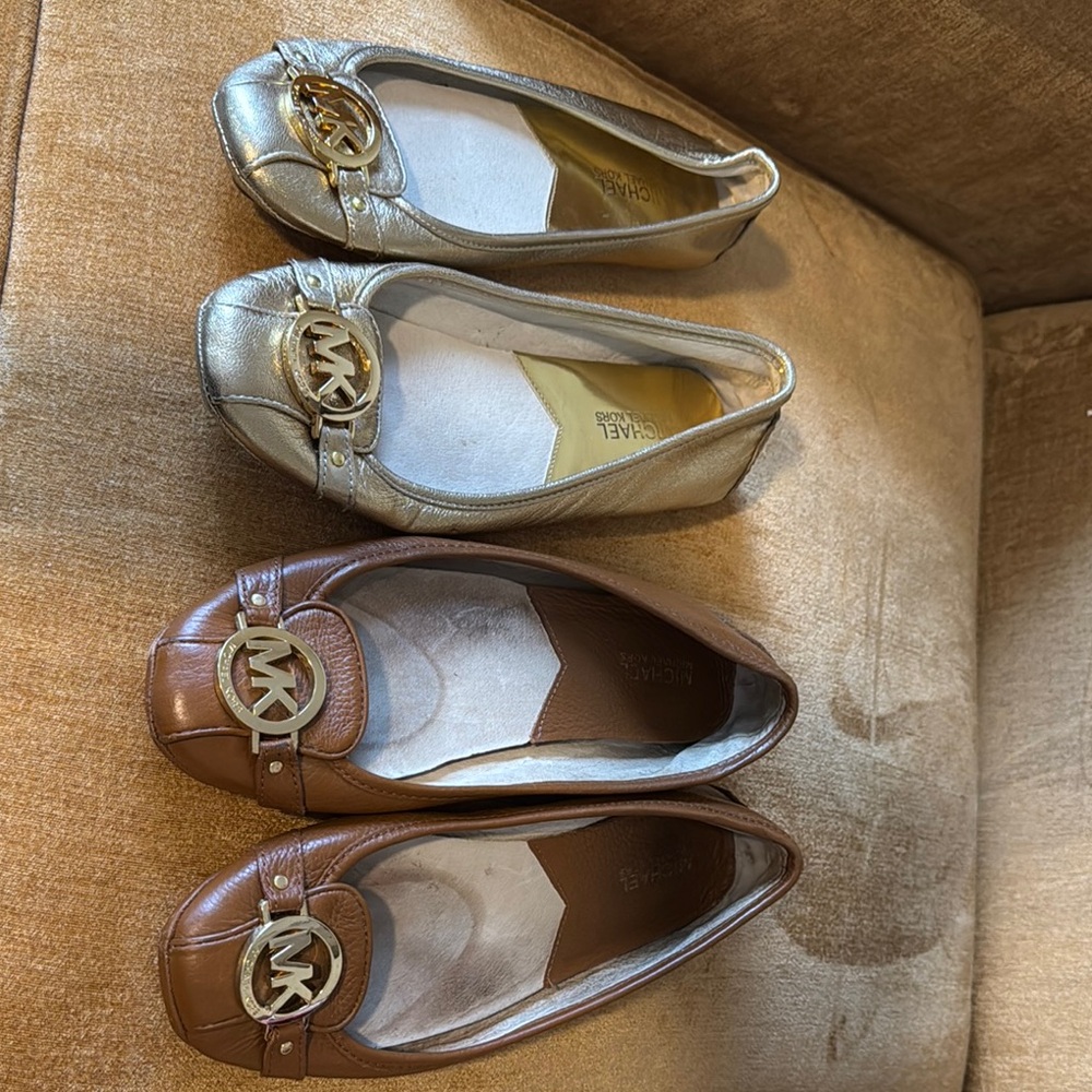Michael Kors Women's Gold and Brown Flats